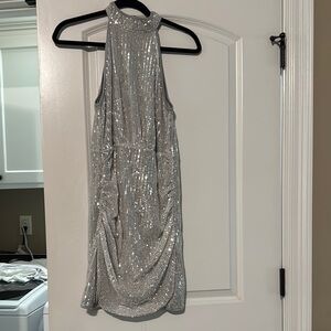 Glamorous Silver Sequin Mini Dress